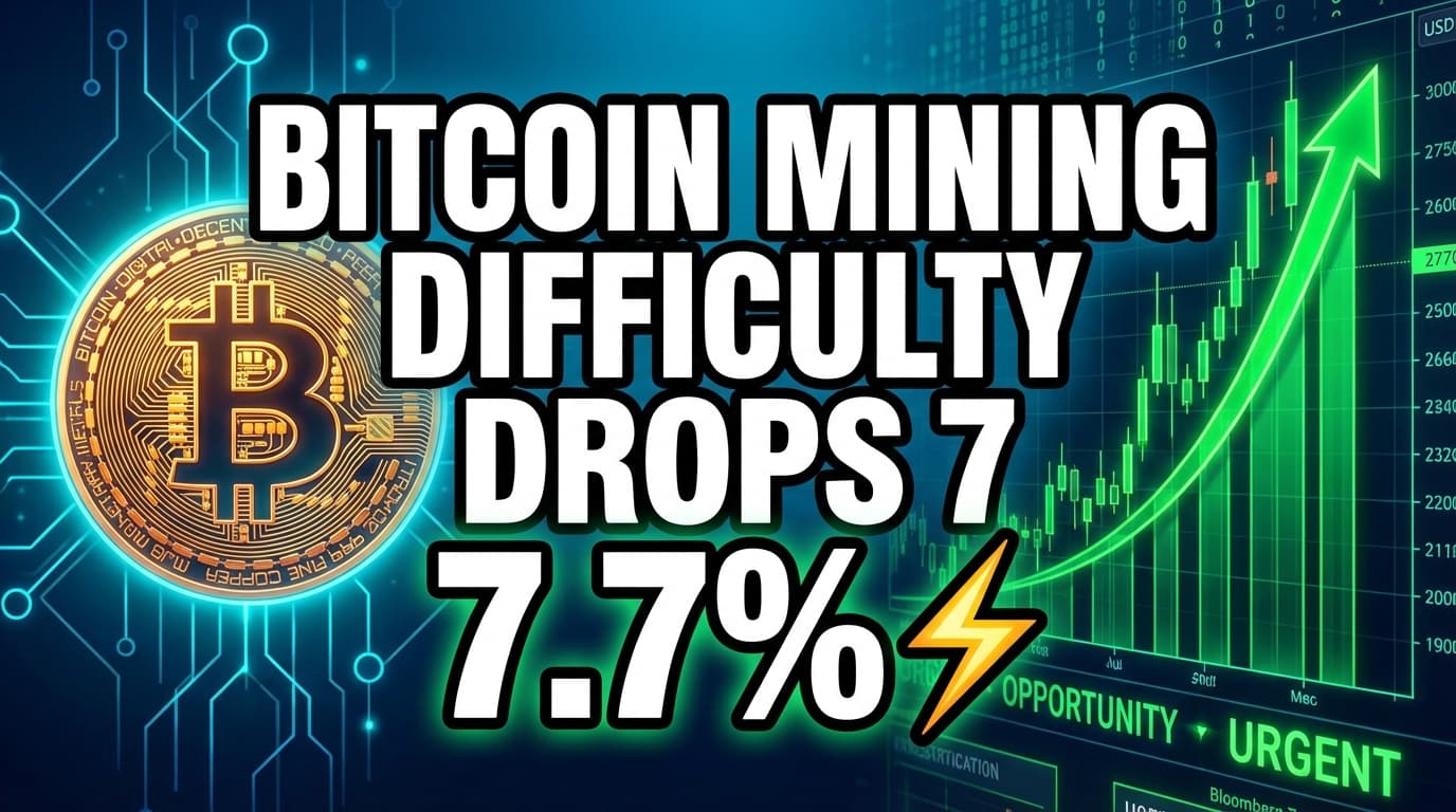 Bitcoin Mining Difficulty Drops 7.7% Amid Persistent Miner Pressure