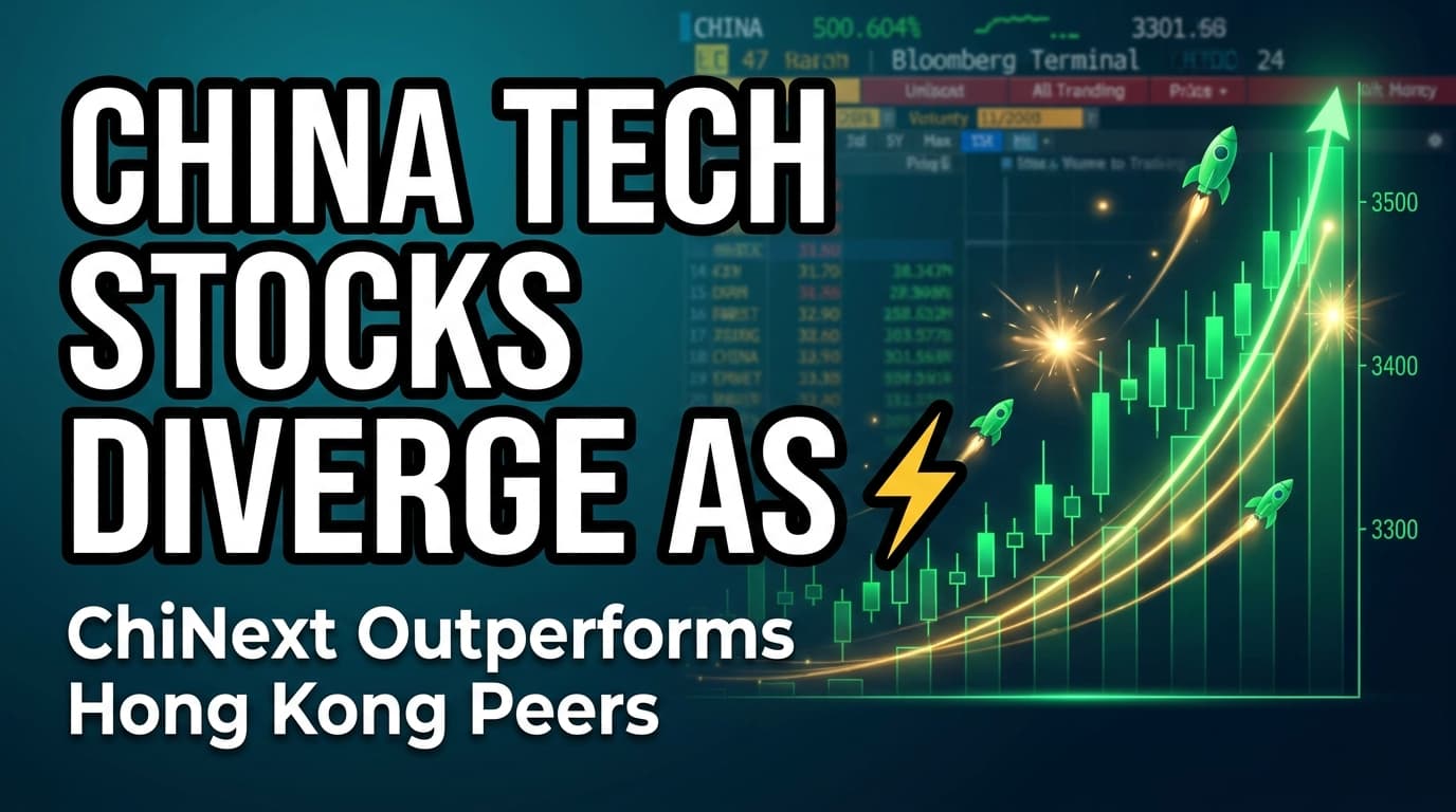 China Tech Stocks Diverge as ChiNext Outperforms Hong Kong Peers