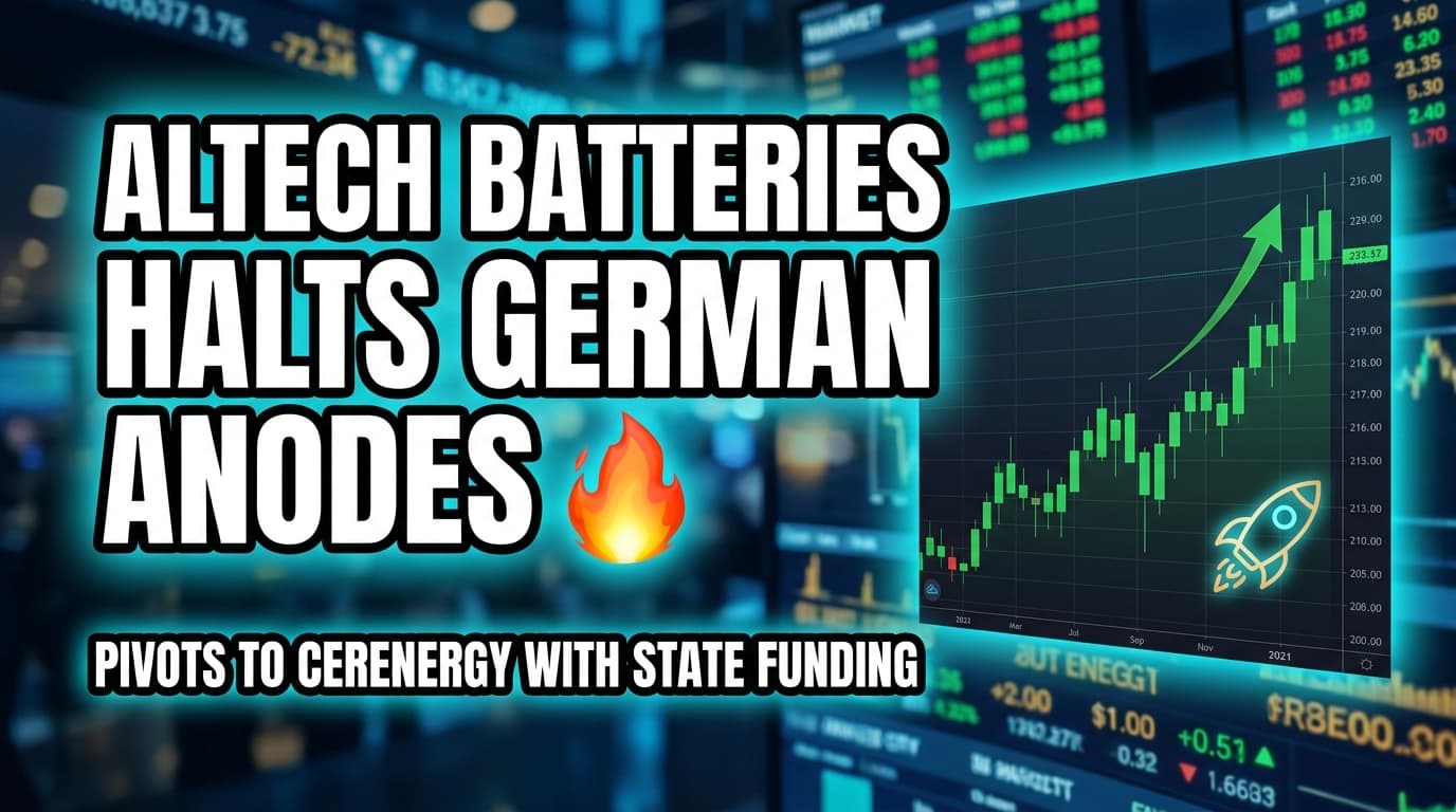 Altech Batteries Halts German Anodes Project, Pivots to CERENERGY With State Funding