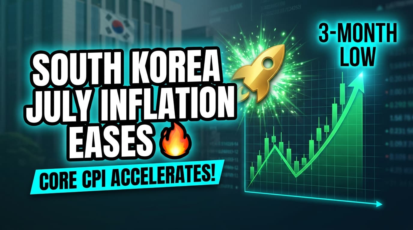 South Korea July Inflation Eases to 3-Month Low, Core CPI Accelerates