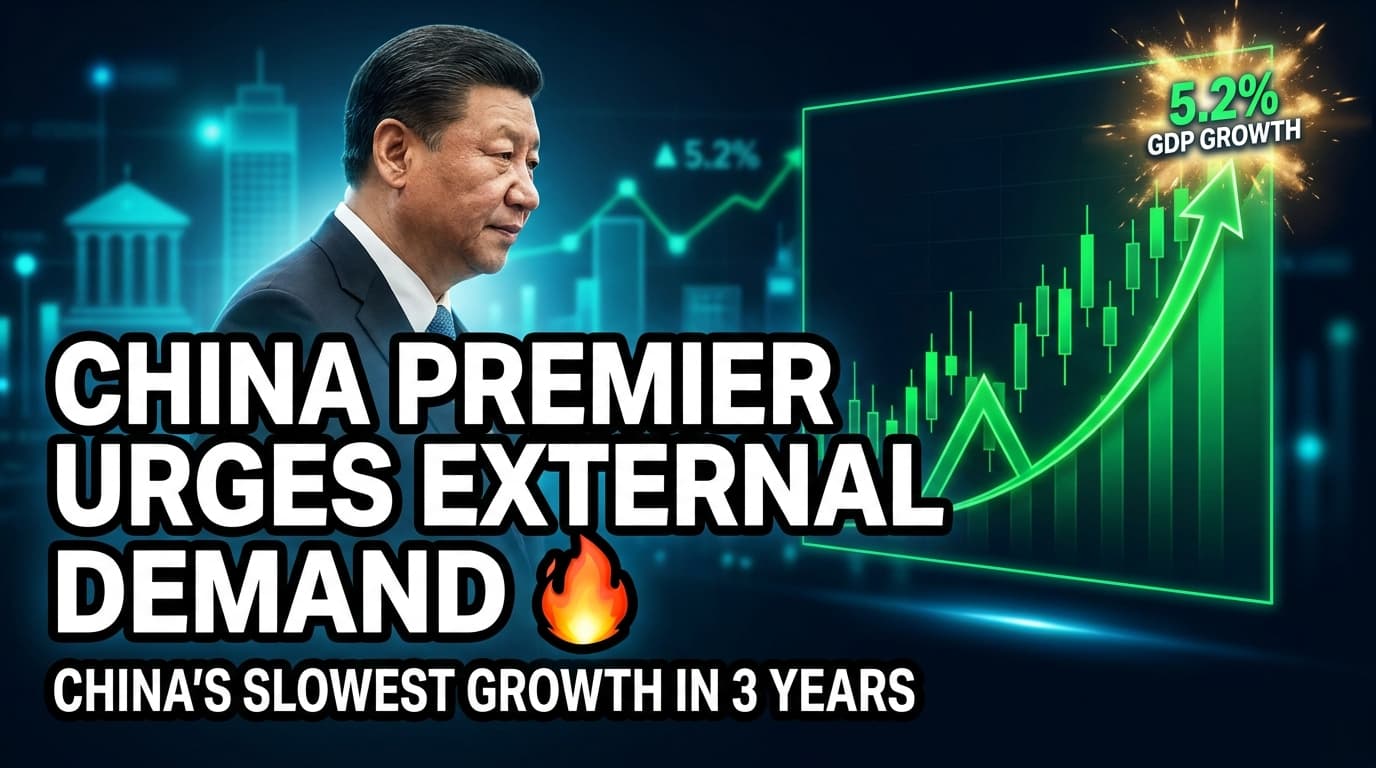 China Premier Urges External Demand Stabilization Amid Slowest Growth in Three Years