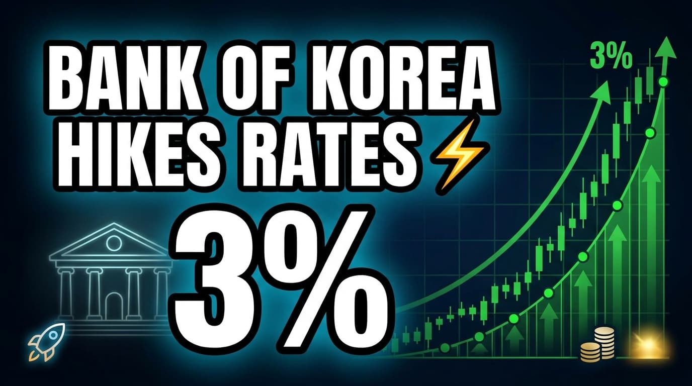 Bank of Korea Hikes Rates by 25 Basis Points to 3%