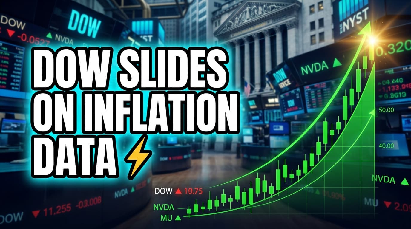 Dow Slides on Inflation Data; Nvidia Declines Ahead of Earnings, Micron Rises