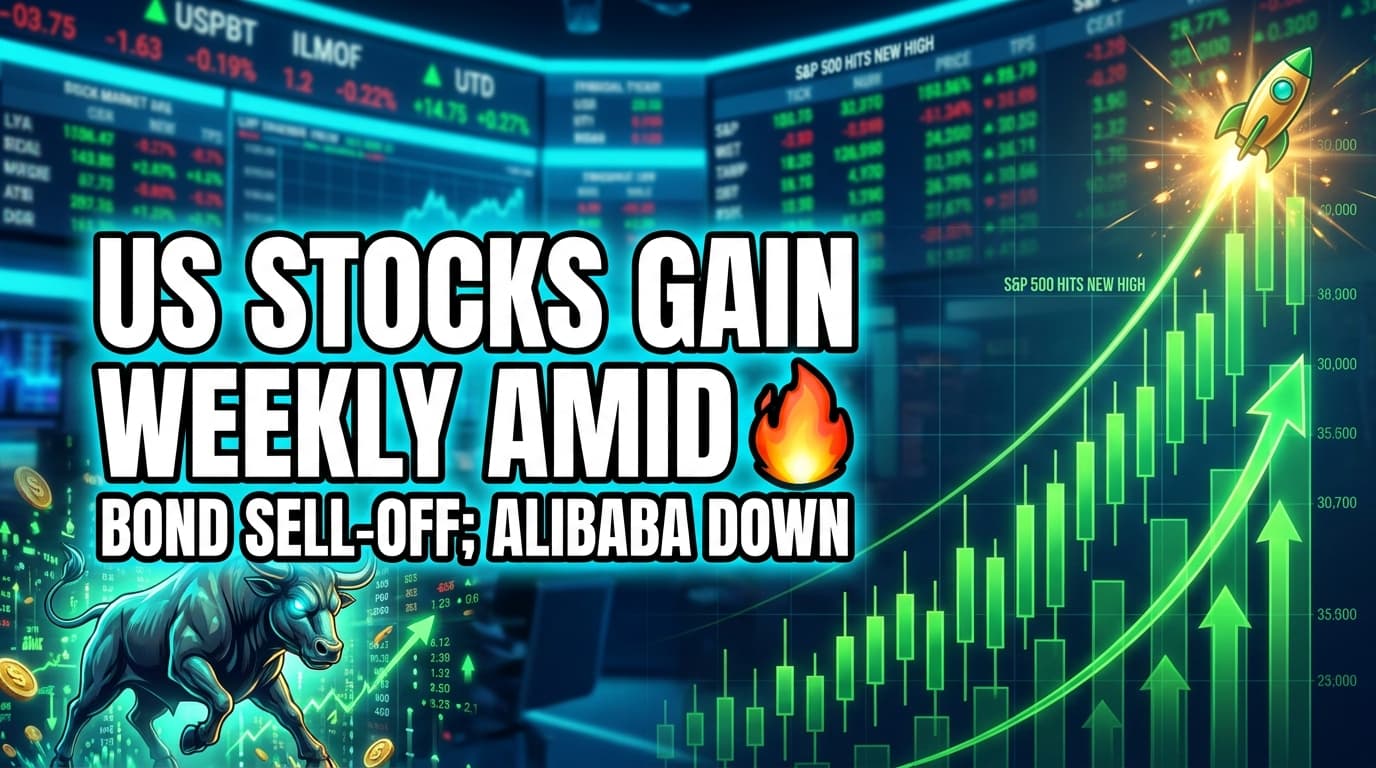 US Stocks Gain Weekly Amid Bond Sell-Off; Alibaba Shares Decline