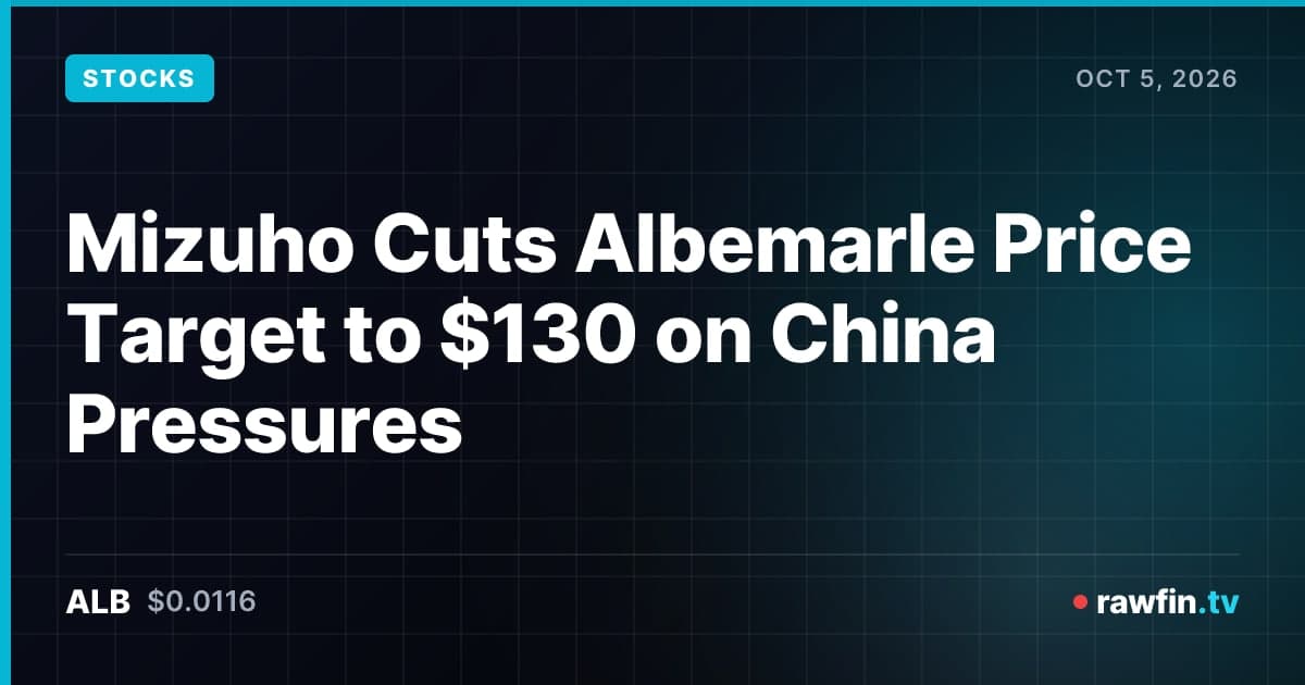 Mizuho Cuts Albemarle Price Target to $130 on China Pressures