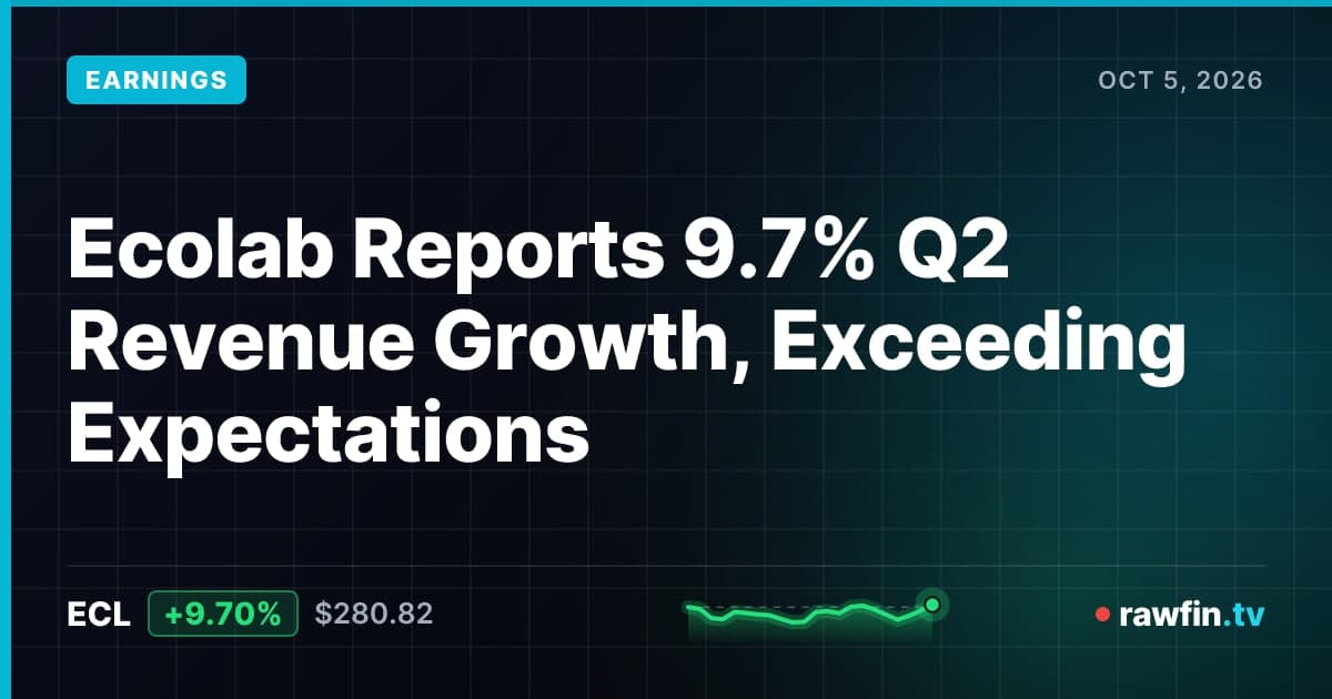 Ecolab Reports 9.7% Q2 Revenue Growth, Exceeding Expectations