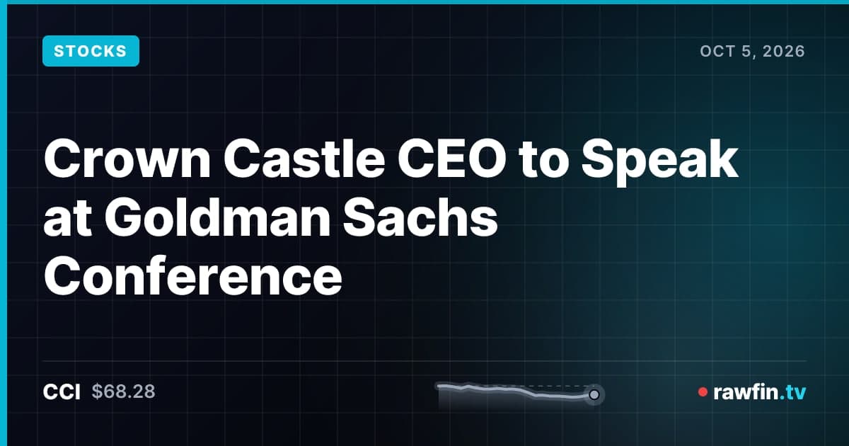 Crown Castle CEO to Speak at Goldman Sachs Conference