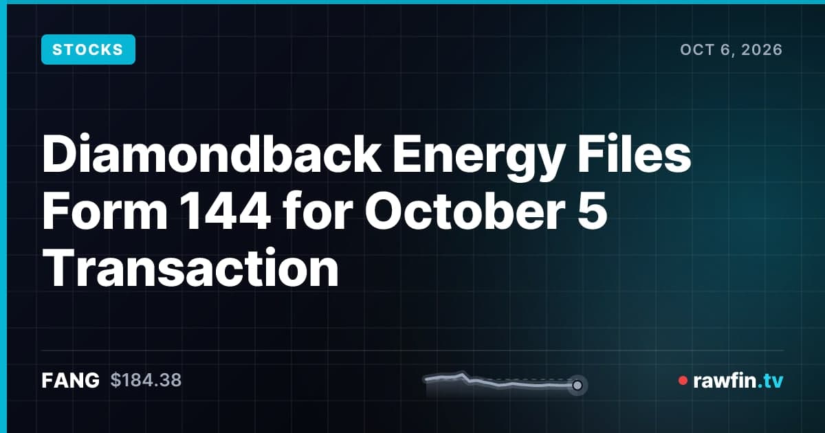 Diamondback Energy Files Form 144 for October 5 Transaction