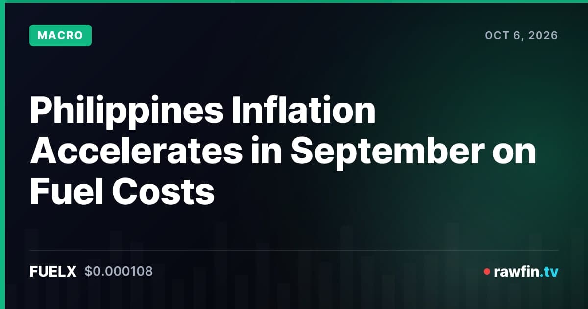 Philippines Inflation Accelerates in September on Fuel Costs