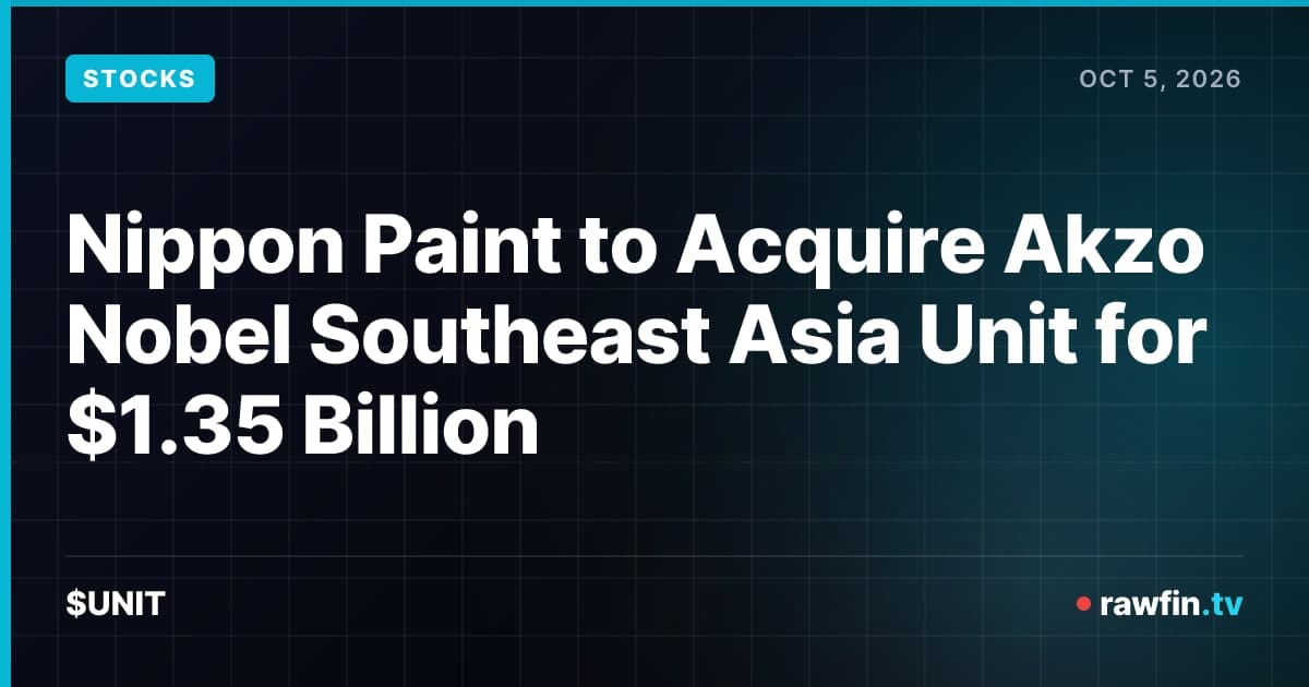 Nippon Paint to Acquire Akzo Nobel Southeast Asia Unit for $1.35 Billion
