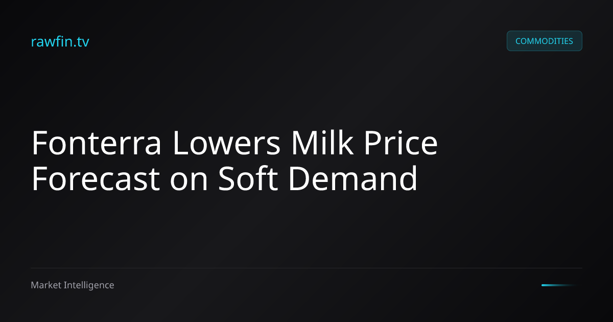 Fonterra Lowers Milk Price Forecast on Soft Demand