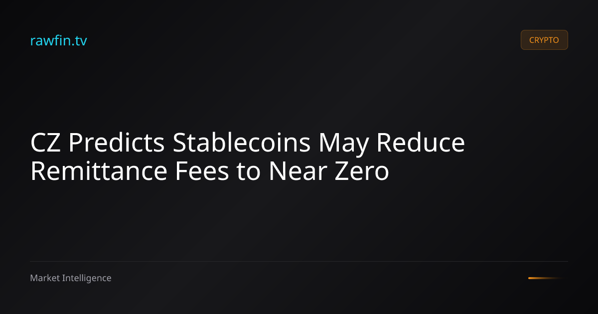 CZ Predicts Stablecoins May Reduce Remittance Fees to Near Zero