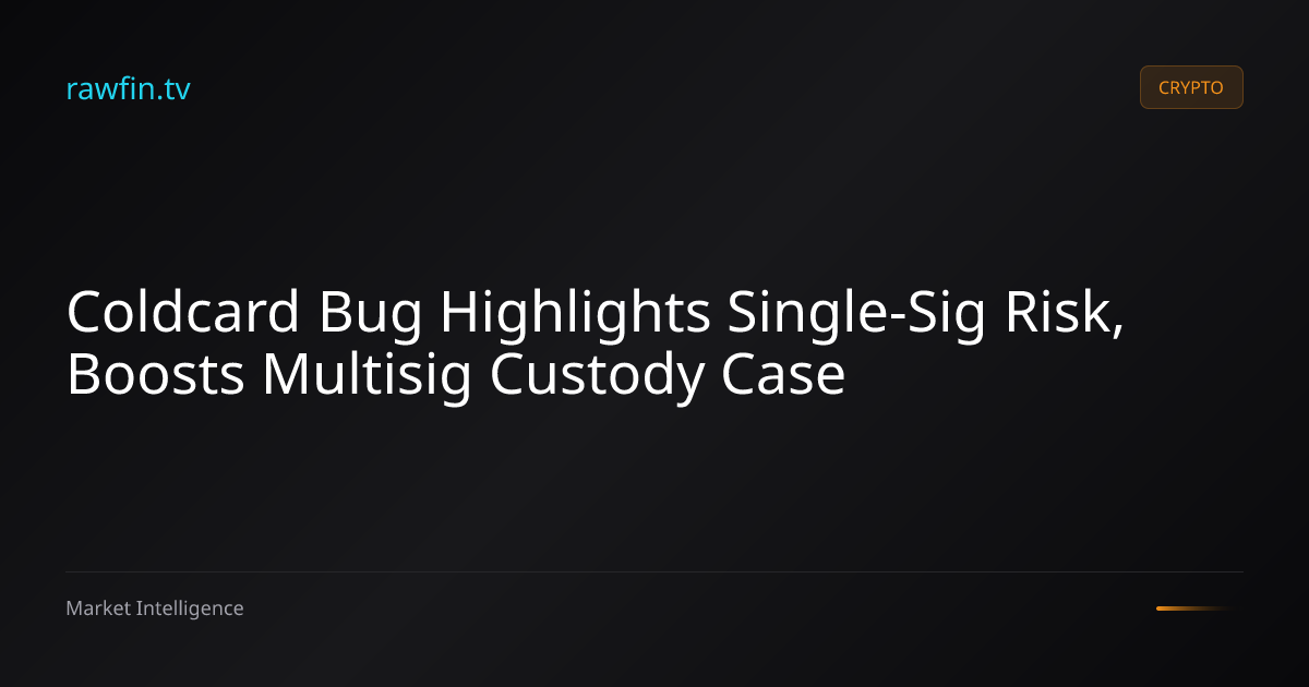Coldcard Bug Highlights Single-Sig Risk, Boosts Multisig Custody Case