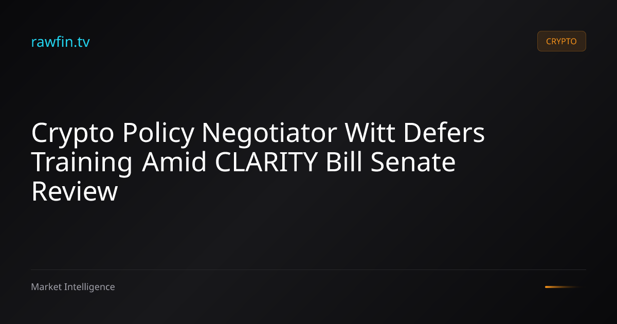 Crypto Policy Negotiator Witt Defers Training Amid CLARITY Bill Senate Review