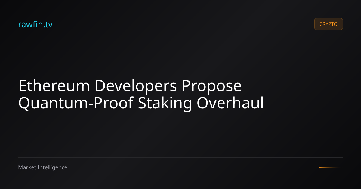 Ethereum Developers Propose Quantum-Proof Staking Overhaul
