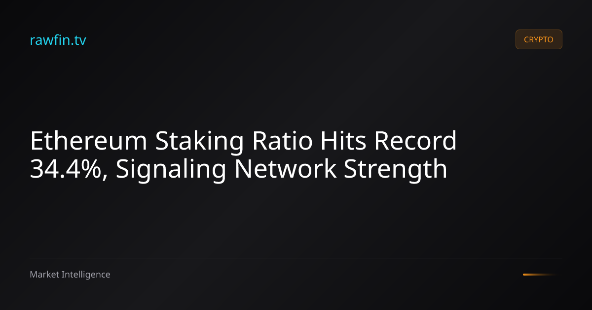 Ethereum Staking Ratio Hits Record 34.4%, Signaling Network Strength