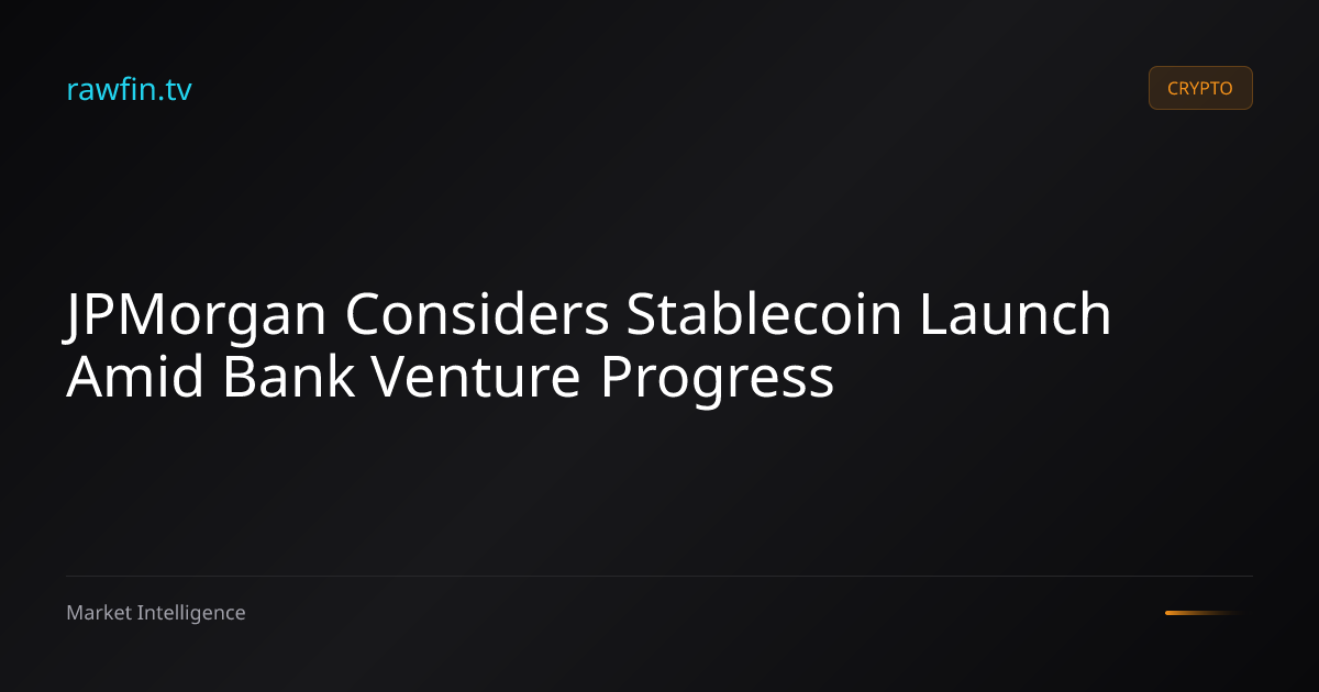 JPMorgan Considers Stablecoin Launch Amid Bank Venture Progress