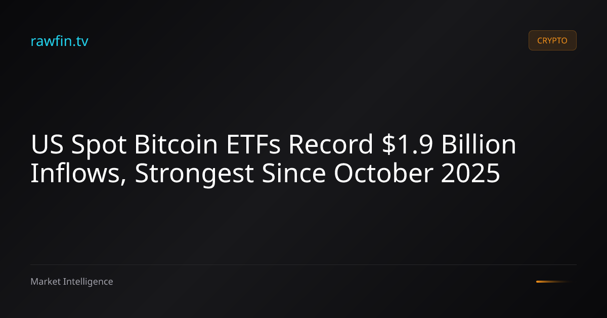 US Spot Bitcoin ETFs Record $1.9 Billion Inflows, Strongest Since October 2025