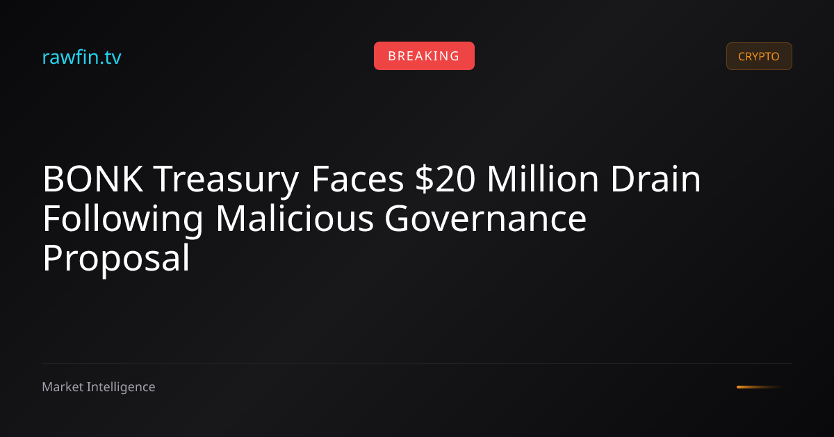 BONK Treasury Faces $20 Million Drain Following Malicious Governance Proposal