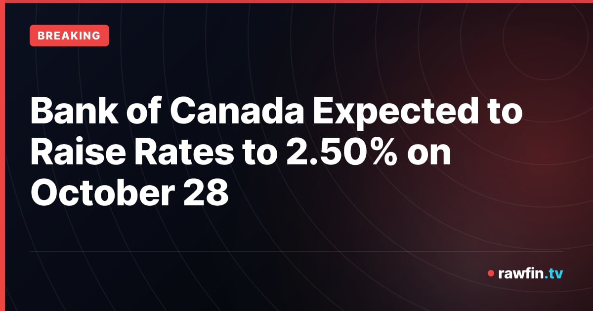 Bank of Canada Expected to Raise Rates to 2.50% on October 28