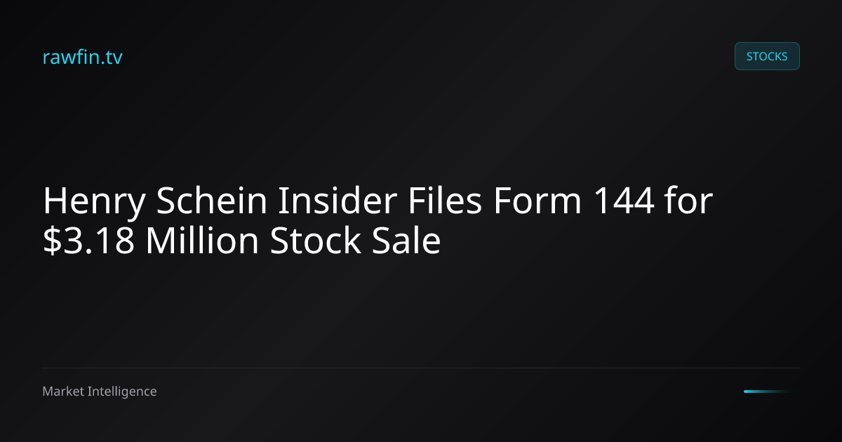 Henry Schein Insider Files Form 144 for $3.18 Million Stock Sale