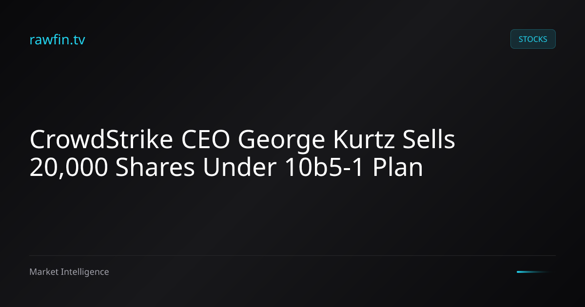 CrowdStrike CEO George Kurtz Sells 20,000 Shares Under 10b5-1 Plan