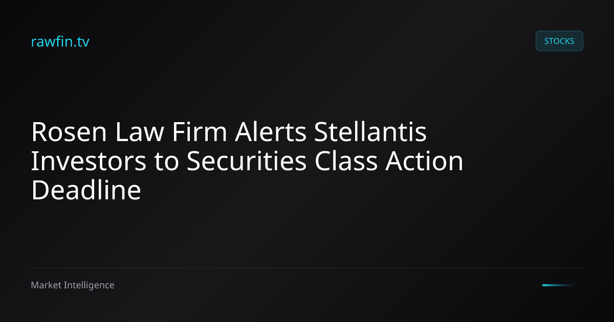 Rosen Law Firm Alerts Stellantis Investors to Securities Class Action Deadline
