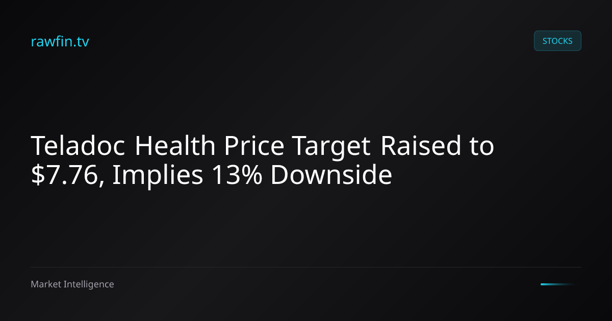 Teladoc Health Price Target Raised to $7.76, Implies 13% Downside