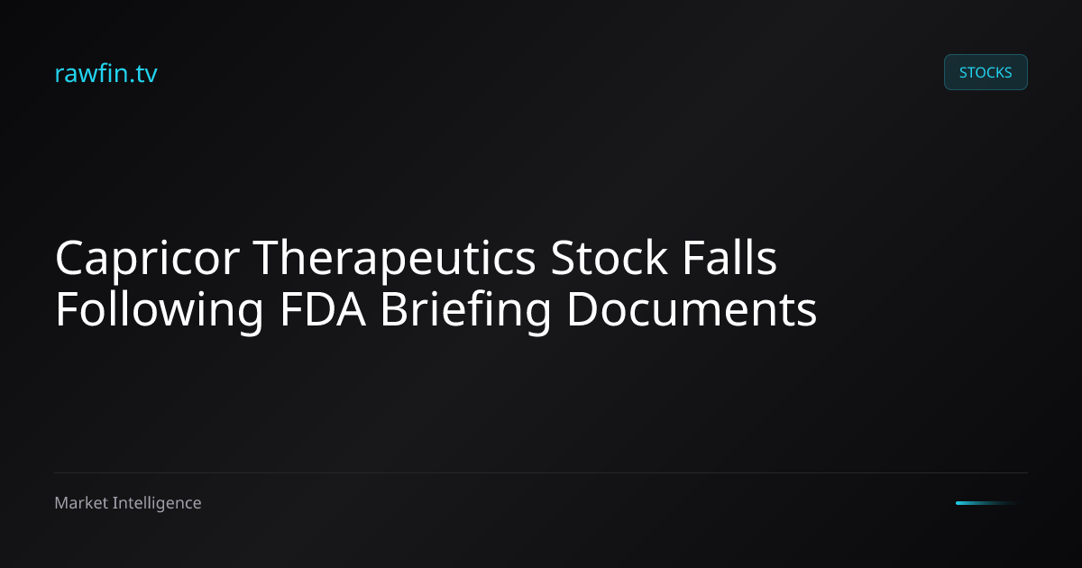Capricor Therapeutics Stock Falls Following FDA Briefing Documents