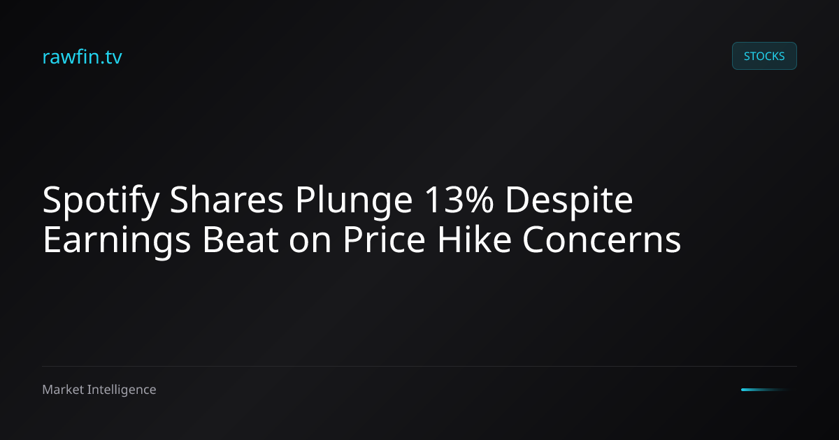 Spotify Shares Plunge 13% Despite Earnings Beat on Price Hike Concerns
